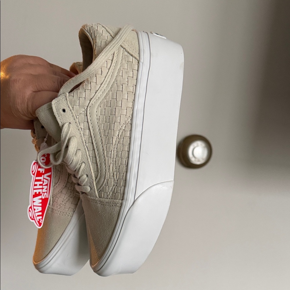 Vans Women's Textured Cream Platform Sneakers - Picture 5 of 7